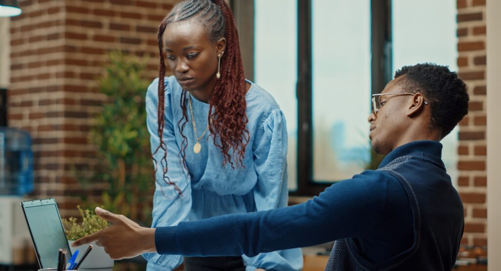African american team discussing plans